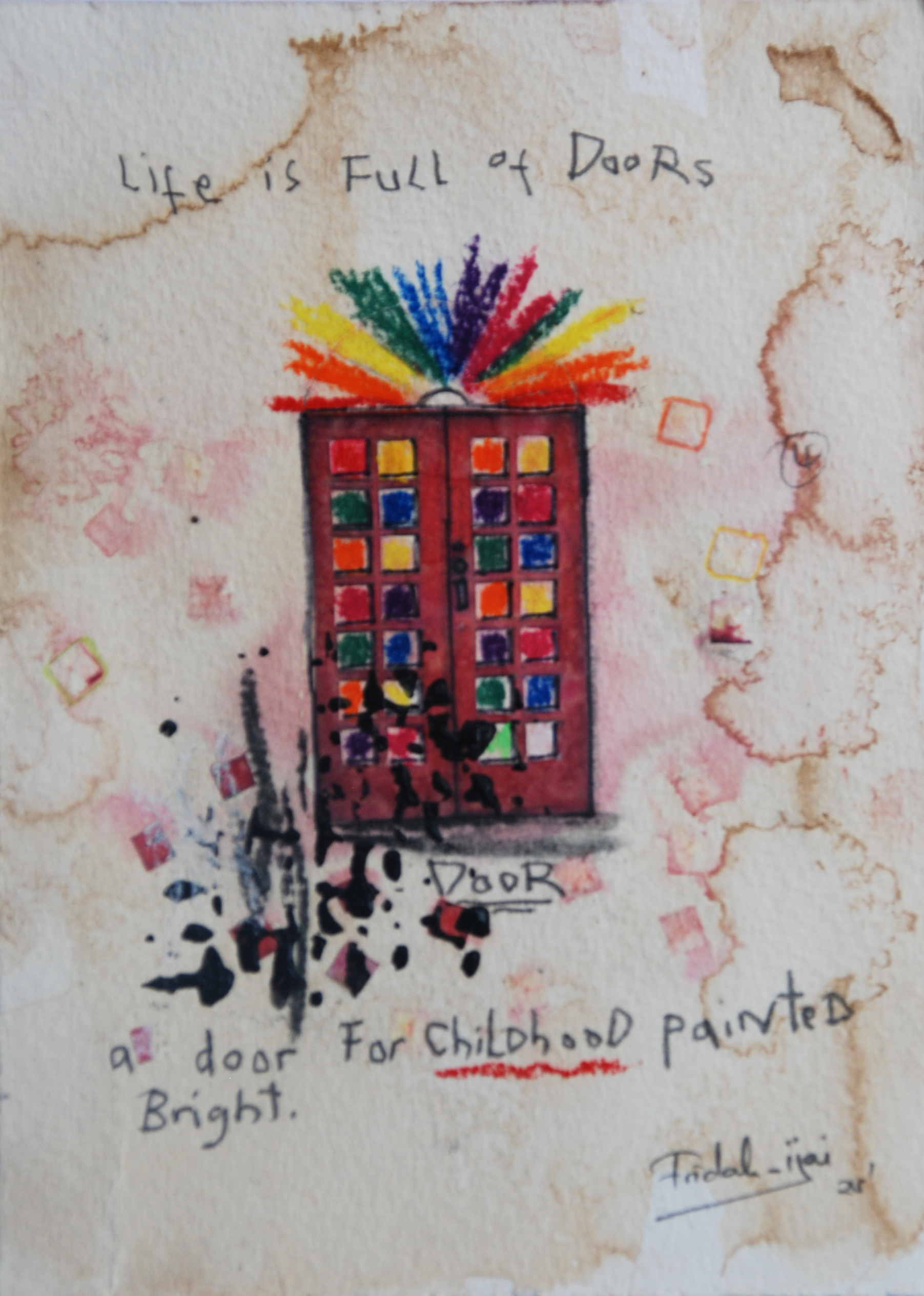 Fridah Ijai - Childhood (Door Series) - moderne, afrikanische Kunst