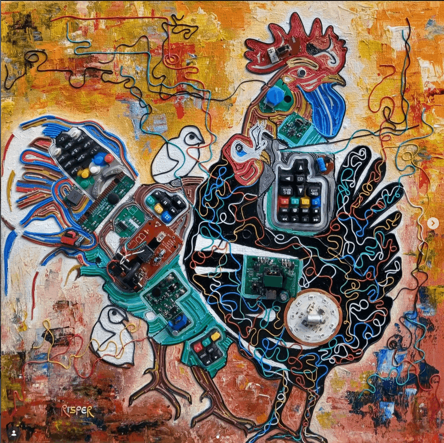Risper Achieng - Family Affair II - moderne , frikanische Kunst aus Elektroschrott